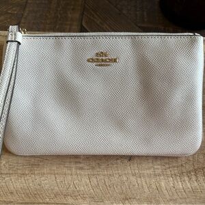 Coach Ivory Wristlet with Gold Accents